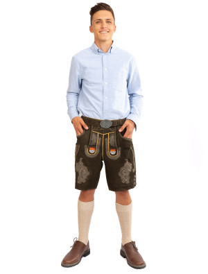 Lederhose Cologne kurz, Herren, Braun | Trachtenmode für Oktoberfest | Deiters