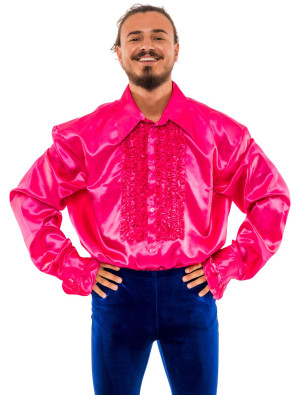 Hemd Satin Herren pink 3XL