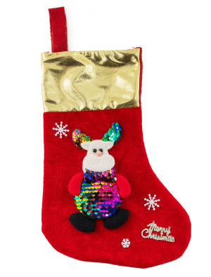 Weihnachtssocke Rentier rot/gold | Partydeko für Karneval, Halloween & mehr | Deiters