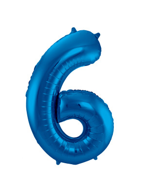 Folienballon Zahl 6 L blau