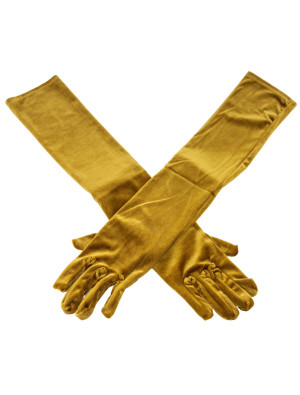 Handschuhe Samt 52cm gold