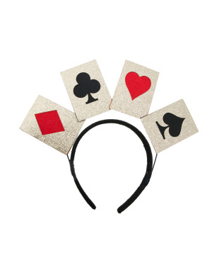 Haarreif Spielkarten Glitzer rot/schwarz