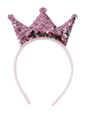 Haarreif Krone aus Pailletten rosa