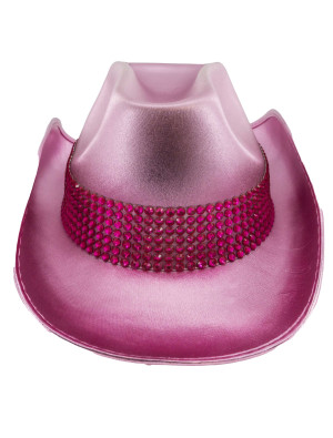 Cowboyhut mit Strasssteinen pink 59