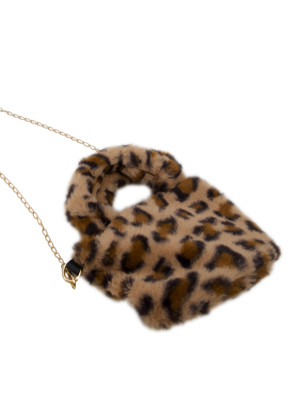 Plüschtasche Leopard beige/braun