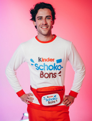 Shirt langarm kinder Schoko-Bons Herren rot/weiß S
