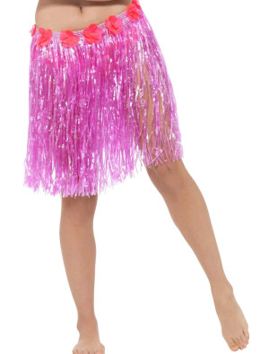 Hawaiirock mit Blumen 46cm pink