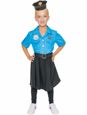Kleid Cop Kinder blau/schwarz 140