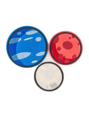 Bügelpatch Planeten 3 Stk. 5cm, 5,5cm und 7cm bunt