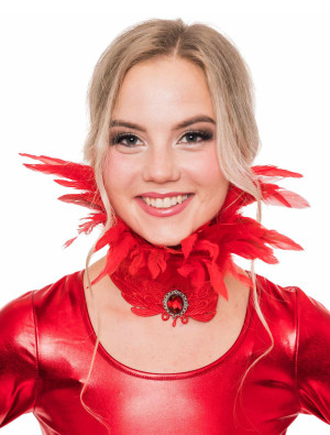 Halsband mit Federn rot