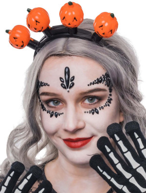 Haarreif LED 4 Kürbisse schwarz/orange | Kostümzubehör & Accessoires für Karneval & Halloween | Deiters