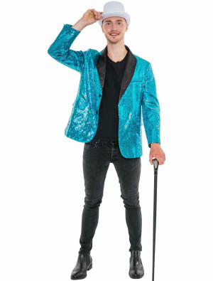 Sakko mit Pailletten Herren türkis XL