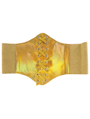 Korsettgürtel mit Knöpfen Glitzer gold one size