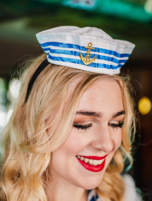 Haarreif Mini Mütze Matrosin blau/weiß | Kostümzubehör & Accessoires für Karneval & Halloween | Deiters