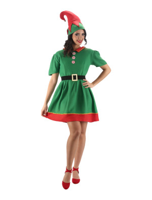 Kleid Weihnachtselfe 3-tlg. Damen rot/grün S