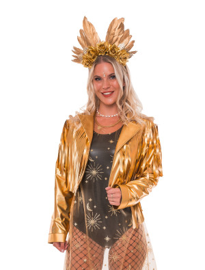 Jacke mit Fransen Metallic Damen gold 2XL