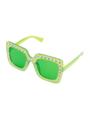 Brille eckig mit Strass grün
