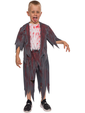Zombie Kostüm für Jungen | Zombie Schuluniform blutig 2-tlg. Blau | Halloween Kostüm | Deiters