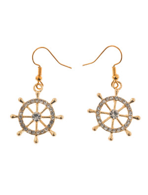Ohrringe Steuerrad mit Strass gold