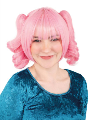 Perücke Manga mit Zöpfen rosa
