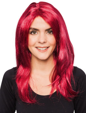 Perücke wellig mit Pony fuchsia one size