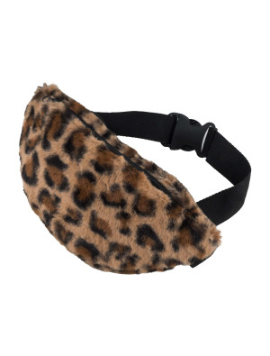 Bauchtasche Plüsch Leopard beige/braun