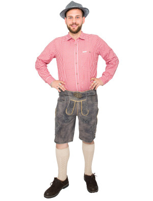 Lederhose kurz Floral, Herren, Grau | Trachtenmode für Oktoberfest | Deiters