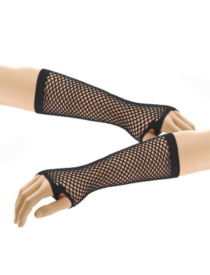 Netzhandschuhe fingerlos lang schwarz