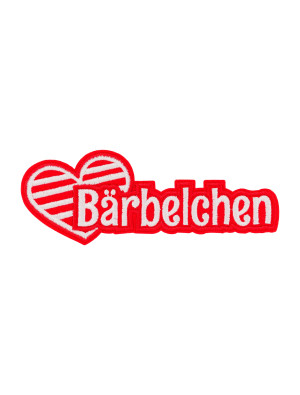 Bügelpatch Bärbelchen 14cm rot/weiß