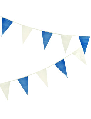 Wimpelkette 10m blau/weiß | Partydeko für Karneval, Halloween & mehr | Deiters