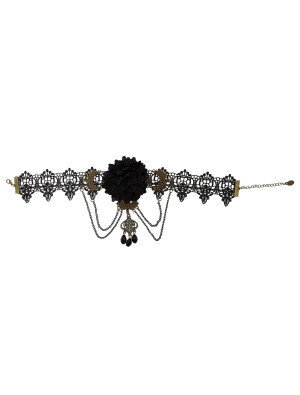 Choker mit Blume schwarz