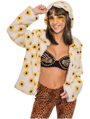 Hut Faux-Fur Damen mit Blumen one size