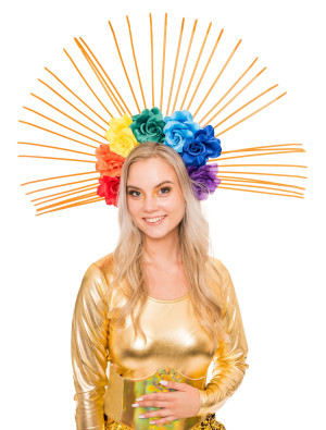 Haarreif Regenbogen mit Sonne bunt