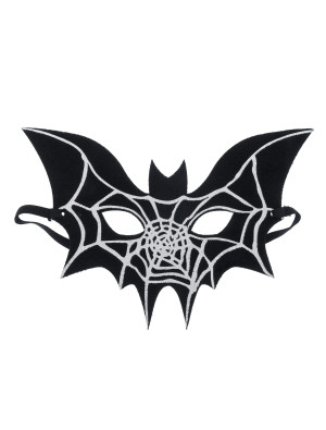 Maske Fledermaus mit Spinnennetz schwarz/silber
