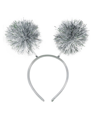 Haarreif Pompom Lametta silber
