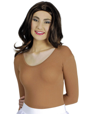 Body langarm elastisch Damen braun 46-50