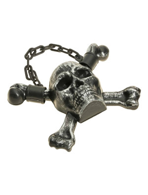 Deko Totenkopf zum Aufhängen 27x8x22cm silber