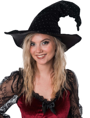 Hexenhut mit Glitzer schwarz 59