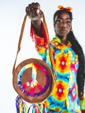Tasche Peace mit Bändern mehrfarbig