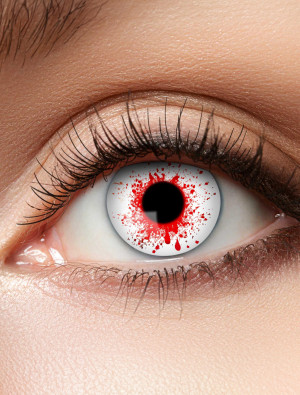 Kontaktlinse Bloodsplat rot/weiß -2.5 Dioptrien | Kostümzubehör & Accessoires für Karneval & Halloween | Deiters