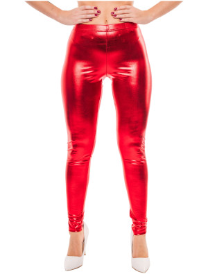 Leggings metallic Damen rot XS