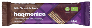 WAFELEK Z SAMOPSZY Z KREMEM MLECZNO - KAKAOWYM W POLEWIE Z MLECZNEJ CZEKOLADY Z PROBIOTYKAMI BIO 40 g - HARMONICA