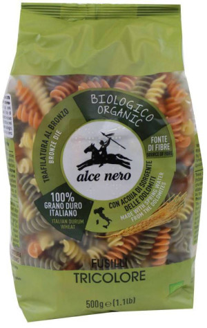 Makaron Fusilli Trójkolorowy Bio Alce Nero 500g