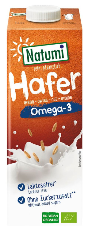 Napój owsiany Natumi Omega-3 BIO Bez cukru 1l