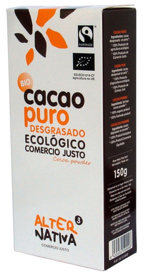 KAKAO ODTŁUSZCZONE W PROSZKU FAIR TRADE BEZGLUTENOWE BIO 150 g - ALTERNATIVA