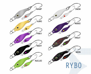Cuillère ondulante Delphin RYBO 0.5g WAMP Hook #8 Silver, Gray, Green 0.5g WAMP Hook #8