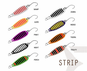 Cuillère ondulante Delphin STRIP 2g PINKY Hook #8 Beige, Gray, Red, Gold 2g PINKY Hook #8