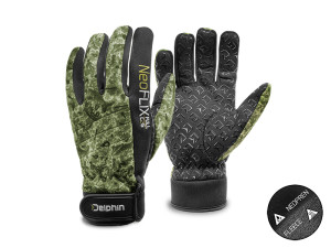 Les gants néoprène avec laine polaire Delphin NeoFLIX XL Gray, Lime XL