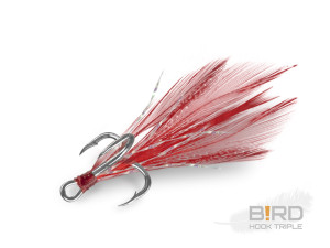 Delphin B!RD Hook TRIPLE / 3pcs plumes rouges #10 Silver, Brown, Gray plumes rouges #10