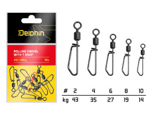 Delphin Émerillon agrafe T snap / par 10 #8/19kg Gray, Gold, Red, Beige #8/19kg